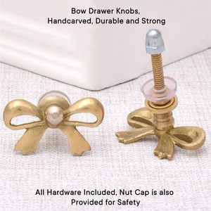 Vintage <b>Brass</b> Bow Drawer <b>Knobs</b> <b>Antique</b> Cabinet <b>Door</b> Pull Handles for Dresser Wardrobe Furniture - Product Image 6