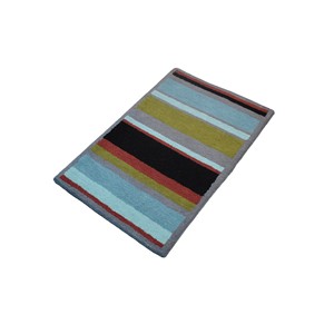 Tapis d'appoint contemporain en laine et acrylique tufté à la main, rayé multicolore, 2x3 pieds - Product Image 2