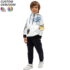 Sweat-shirts et ensembles de survêtements personnalisés pour garçons et filles, vêtements de sport décontractés 100% coton respirant et à séchage rapide - Product Image 4