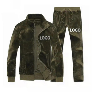 <b>Mens</b> <b>Velvet</b> Velour Winter Tracksuit Premium 2PCS Full Zip <b>Jacket</b> Sweatpants Breathable Solid Acid Wash Casual Fleece Adjustable - Product Image 2
