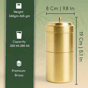 Filtre à café en laiton avec piston, finition mate, ensemble de brassage traditionnel du sud de l'Inde, idéal pour la cuisine, les cadeaux et l'usage domestique - Product Image 3