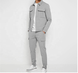 Veste et pantalon coupe-vent décontractés à capuche en nylon épais tissé Softshell d'hiver à logo personnalisé ensemble deux pièces survêtement pour hommes - Product Image 3
