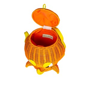 Orange Rattan Octopus Shape <b>Storage</b> <b>Basket</b> With Yellow Eyes And Tentacles Portable Animal Design Woven Bag - Product Image 2