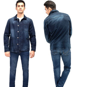 Chaqueta de trabajo de mezclilla para hombre, estilo vintage índigo, con múltiples bolsillos, sobrecamisa de mezclilla cruda, chaqueta de trabajo resistente. - Product Image 5