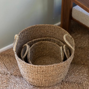 Ensemble de 3 paniers ronds en jonc de mer, faits à la main, paniers de rangement, vente en gros, écologiques, fabriqués au Vietnam - Product Image 3
