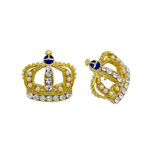 Broche de Corona de Metal con Cristales y Pedrería Plateados, Personalizados con Serigrafía, para Regalos y Souvenirs - Product Image 1