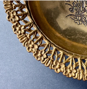 Vintage Wallace Baroque Round Gallery <b>Tray</b> Silver Plate Silverplate for Use Home and Hotel <b>Dinner</b> <b>Tray</b> Made by God Gift Exports - Product Image 4