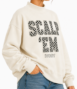 Sweat-shirt à col roulé oversize Scalp 'Em Fashion, uni, avec patchwork de lettres brodées, pull personnalisé unisexe 100% coton - Product Image 2