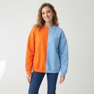 เสื้อสเวตเชิ้ตคอกลมทรงหลวม แขนยาว สีส้มม่วง ทูโทน ดีไซน์สวยงาม โดดเด่นด้วยการตัดเย็บแบบคัลเลอร์บล็อก สำหรับผู้หญิง - Product Image 5