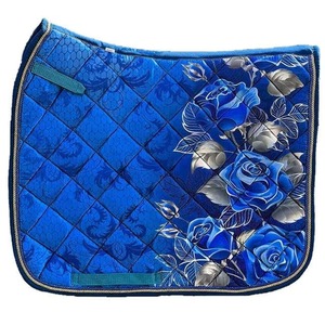 Almohadilla de Montura para Caballo Acolchada Floral Personalizada en Magenta, Rosa y Morado con Ribete Plateado, Transpirable, para Equitación y Doma Clásica, Suministro OEM - Product Image 5