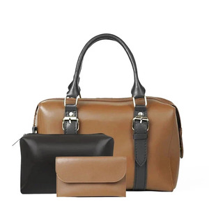 Sac fourre-tout élégant en cuir véritable avec poignées souples, construction à panneaux et fermeture éclair, pour un usage quotidien minimaliste unisexe - Product Image 4