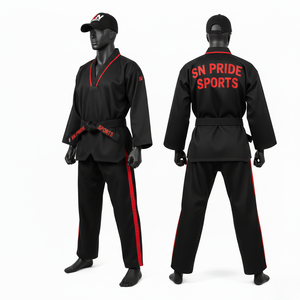 Tenue de Taekwondo Professionnelle Personnalisée 2026 Légère Respirante Confortable en Polyester Blanc et Noir Col en V - Product Image 5