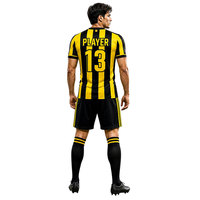 Uniforme de Fútbol para Hombre de Alta Calidad, Negro, Personalizado, Sublimado, Transpirable, 100% Poliéster, Manga Corta, Secado Rápido