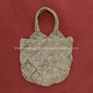 Recycled Woven Paper Tote <b>Bag</b> with Vest Handle for Women PVC Handicraft for Wholesaling Viettime Craft - Product Image 4