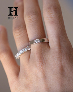 Luxury Men's Tension Set Lab Grown Diamond Ring 18K White Gold GIA/IGI Certified Round Brilliant Cut Diamond Engagement Band - Product Image 4