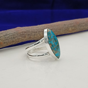Blue Copper <b>Turquoise</b> 925 Sterling Silver <b>Ring</b> For Women Handmade Jewelry Gift For Wedding Anniversary Gift For Her Boho <b>Ring</b> - Product Image 3