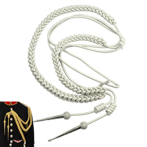 Silver Dress Aiguillette Silver Bullion wire aiguillettes Hand knitted Aiguillettes <b>Braided</b> Metallic <b>Cord</b> - Product Image 6