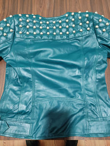 Chaqueta Varsity de Cuero Genuino, a la Moda, con Cierre, Impermeable, Calefactable y Transpirable para Mujer - Product Image 5