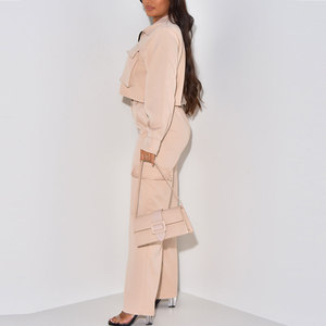 Ensemble assorti veste et pantalon cargo pour femme, multi-poches, streetwear, vêtements de travail, fabrication OEM ODM - Product Image 4