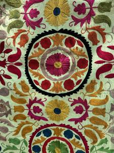 Hand Embroidered Suzani <b>Quilt</b> – Colorful Bohemian Cotton <b>Bedspread</b> - Product Image 2