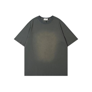 T-shirt en coton noir surdimensionné pour homme, couleur unie, décontracté, à manches courtes, tricoté, teint uni, pour l'été - Product Image 3