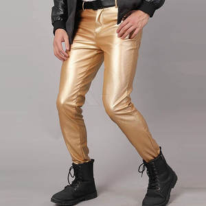 Pantalones de cuero suave al tacto para hombre, textura lisa, corte recto cómodo, pantalones de moda para pedidos al por mayor y en grandes cantidades - Product Image 2