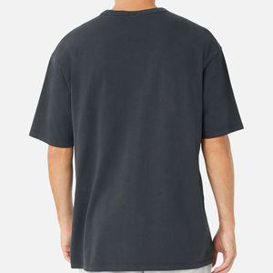 T-shirt à manches courtes gris foncé pour homme, 100% coton, col rond, coupe classique, jersey décontracté, couleur unie, design simple - Product Image 3