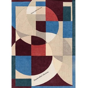 Alfombra de Lana Geométrica Abstracta Colorida, Alfombra Moderna de Mediados de Siglo, Hecha a Mano, para Sala de Estar, Dormitorio, Decoración Contemporánea para el Hogar - Product Image 1