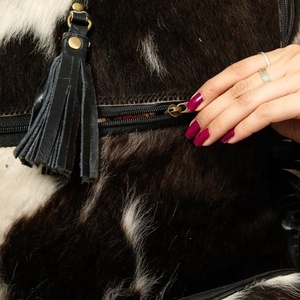 LW Sac à dos en cuir de vache véritable pour femmes Style bohème rock isotherme Portable Laptop Bag PVC Water Resistant Shoulder Bag - Product Image 4