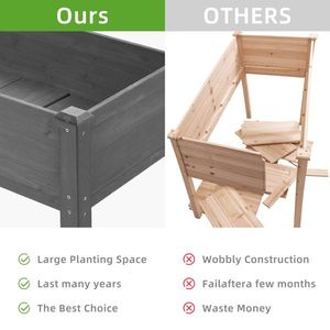 Raised Garden Bed with Wooden Legs Elevated Outdoor Planter Box for Plants Flower Pots & Planters - Product Image 5