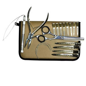 Étui de rangement professionnel portable en cuir PU avec fermeture éclair pour outils d'extension de cheveux, ciseaux de coiffure, salon de beauté - Product Image 1