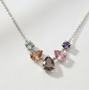 Collar de Piedras Preciosas de Múltiples Formas en Plata de Ley 925 Chapada en Oro de 18K, Collar con Colgante de 16 Pulgadas para Uso Diario, Regalo para Ella - Product Image 1