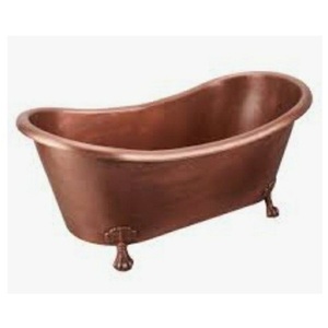 Baignoire autoportante ovale en cuivre martelé, style antique, avec pieds à griffes, de luxe, vintage, écologique, durable, portable, ornée. - Product Image 1