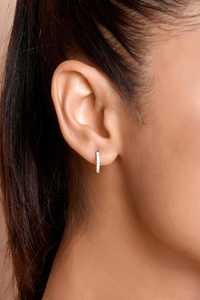 Chunky <b>Hoop</b> <b>Earrings</b> Pave Minimalist Jewelry Custom 14K 18K <b>Solid</b> Gold Round Lab Grown Diamond Huggies Gifts For Women Wholesale - Product Image 5