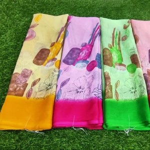 Elegante Saree de Georgette con Blusa, Suave y Sofisticado, para Fiestas, Venta al Por Mayor - Product Image 1