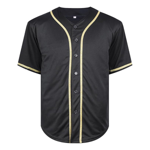 Maillot de baseball noir luxueux avec bande dorée métallisée – Design haut de gamme pour vêtements de sport d'équipe (vente en gros) - Product Image 1
