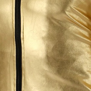 Men's Gold PU Bomber <b>Jacket</b> Stand Collar Zipper Front Casual Slim Fit Outerwear Autumn Wear - Product Image 5