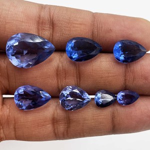 Pierre précieuse naturelle en fluorite bleue, taillée en poire et coussin, plusieurs tailles disponibles, pour fabricants de bijoux, vente en gros - Product Image 4
