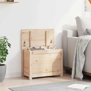 Caja de Almacenamiento Decorativa de Madera Maciza de Pino Natural, 23.6 x 12.6 x 17.9 Pulgadas - Product Image 4
