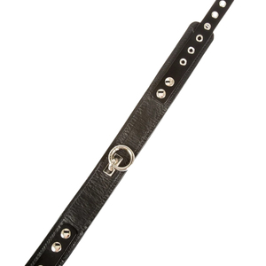 Gargantilla Minimalista de Cuero PU Negro con Forma de Corona, Cadena de Eslabones, Anillo Plateado y Tachuelas, Accesorio de Moda Unisex para Fiestas - Product Image 3