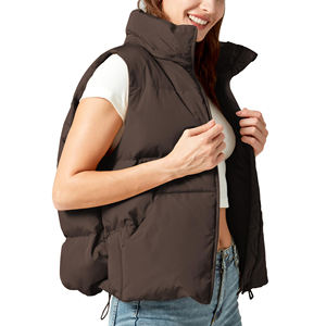 Chaleco Acolchado de Lona para Mujer, Económico, para Otoño e Invierno, con Cierre, Informal, Transpirable, Impermeable, Ecológico, Resistente al Viento, Reversible, Color Sólido - Product Image 2