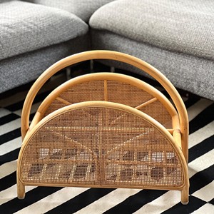 Hermoso soporte semicircular para revistas, soporte para revistas de ratán, decoración de oficina - Product Image 5