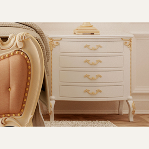 Cama de Madera de Caoba Tapizada Personalizada de Estilo Francés Europeo Clásico de Lujo, Muebles para Dormitorio - Product Image 4