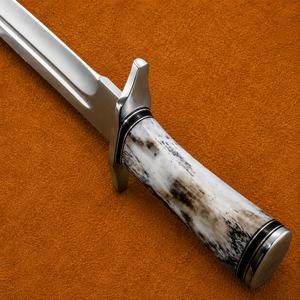 Couteau Bowie personnalisé en acier D2, manche en os coloré, lame fixe, couteau de chasse et de camping avec étui en cuir - Product Image 2