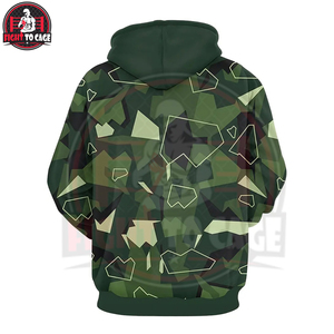 เสื้อฮู้ดพิมพ์ลายป่าฤดูใบไม้ร่วงสีเขียวคุณภาพพรีเมียม พร้อมโลโก้แบบกำหนดเอง ลายเรขาคณิต ทนทาน เหมาะสำหรับกิจกรรมกลางแจ้ง สไตล์ลำลองสำหรับผู้ชาย พร้อมกระเป๋า - Product Image 2