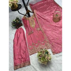 เสื้อผ้ามุสลิมแบบดั้งเดิมที่สวยงามและอุปกรณ์เสริมด้านบน-พลาสโซและ dupatta กับงานปักลำดับ - Product Image 5