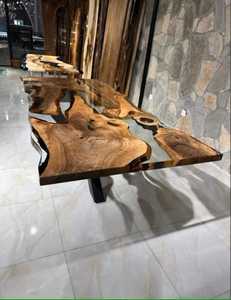 Wholesale Custom Live Edge Hardwood <b>Epoxy</b> Resin River <b>Table</b> Premium Handmade Wooden Dining Furniture for Hotel Office - Product Image 5