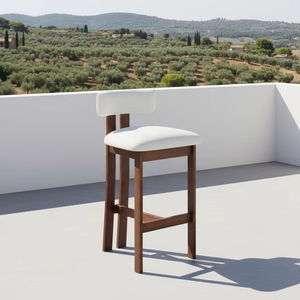 Silla de Barra Arden de Madera de Teca Premium con Taburete Moderno Minimalista Escandinavo para Espacio de Bar - Product Image 1