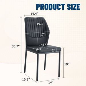Ensemble de 4 chaises de salle à manger de luxe, design simple, en PU noir, avec pieds en métal noir haute résistance et dossier vertical - Product Image 4