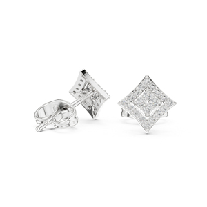 Pendientes de compromiso de oro amarillo de 14 quilates con diamantes cultivados en laboratorio para mujer |   Diamante Cultivado Nuevo - Product Image 4